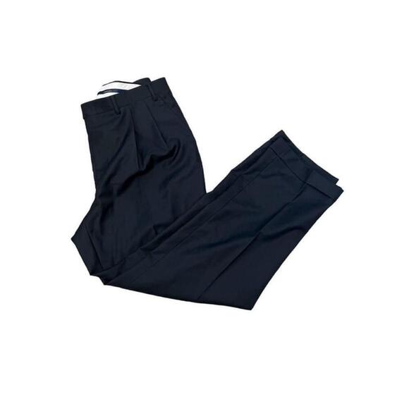 MENS CANALI Wool Black Bottom Cuff Pleated Dress Pant Trouser 54